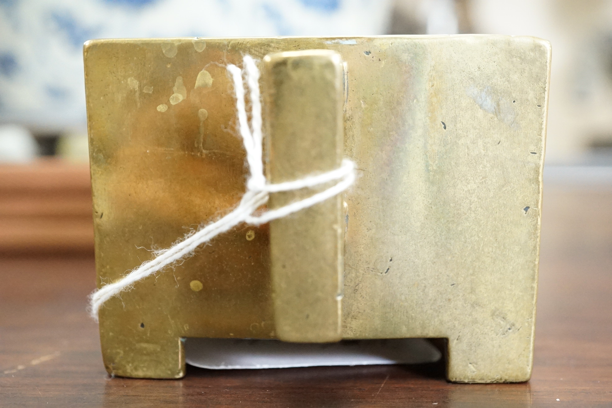 A Chinese bronze rectangular censer, fangding, Xuande mark, 18th century